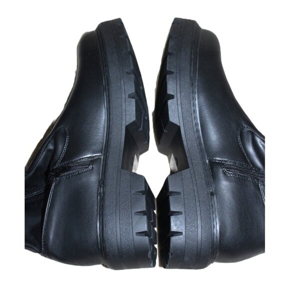 nwt ASOS Yours Clothing, Over The Knee Pull-On Chunky Cleat Boots in Black (11W) - Picture 12 of 14